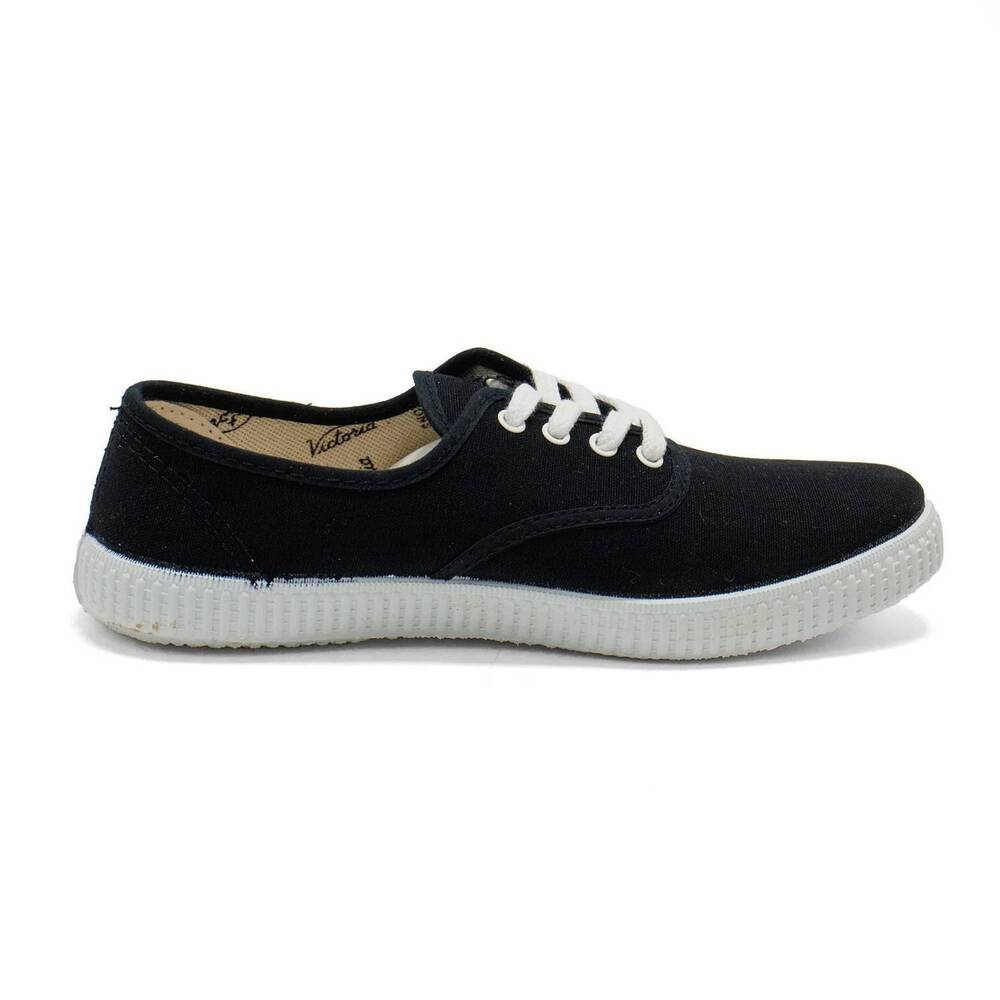 NEW VICTORIA women's inglesa low top canvas sneakers in negro